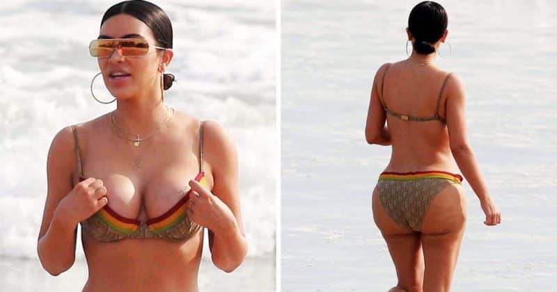 Kim Kardashian Choca F S Ao Ser Flagrada Na Praia Exibindo Seu Corpo