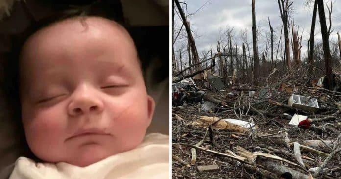 Bebê é encontrado vivo em árvore depois de ser levado de sua casa por um tornado mortal