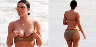 Kim Kardashian choca fãs ao ser flagrada na praia exibindo seu corpo real diferente das fotos nas redes sociais