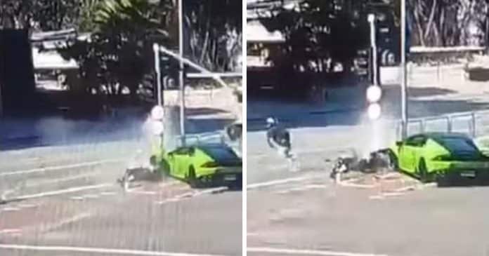 VÍDEO: Motorista de Lamborghini persegue motociclista que roubou seu Rolex e colide com poste e moto