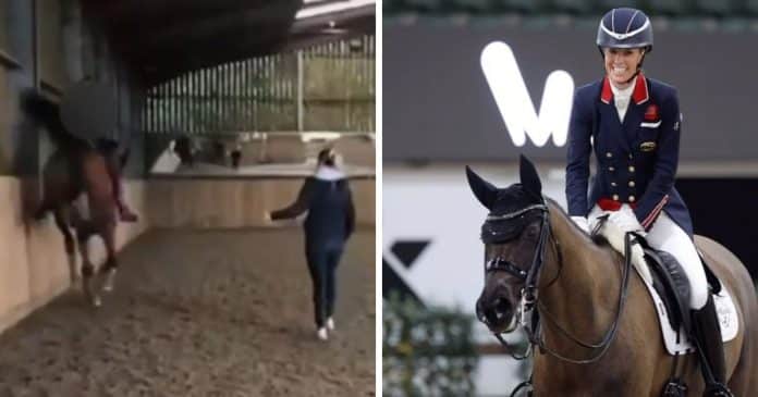 Vídeo perturbador de Charlotte Dujardin chicoteando cavalo viraliza após atleta olímpico ser banida de Paris 2024