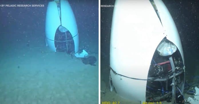 Imagens inéditas mostram destroços do submarino Titan no fundo do mar após a implosão