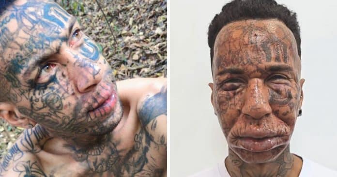 Homem com rosto inteiro tatuado luta para mudar de vida: “Me chamam de satanás”