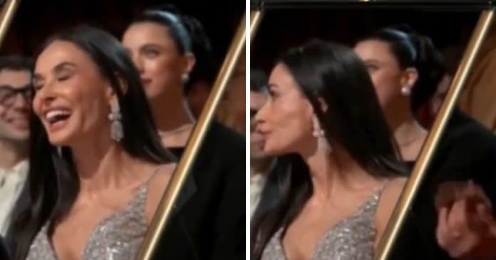 Vídeo em câmera lenta mostra como Demi Moore ficou surpresa e decepcionada ao perder o Oscar de melhor atriz